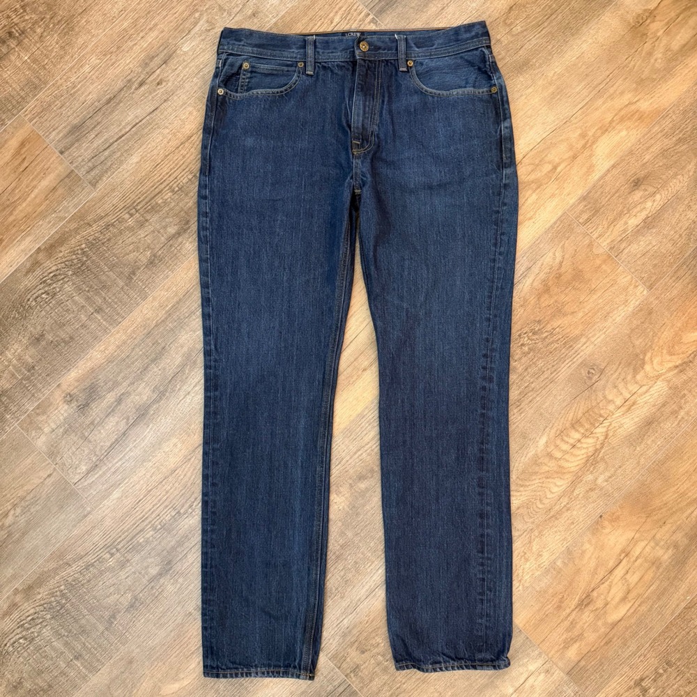 J.Crew Mens 34x32 The Sutton Dark Wash Indigo Straight Leg Denim Jeans Blue Prep
